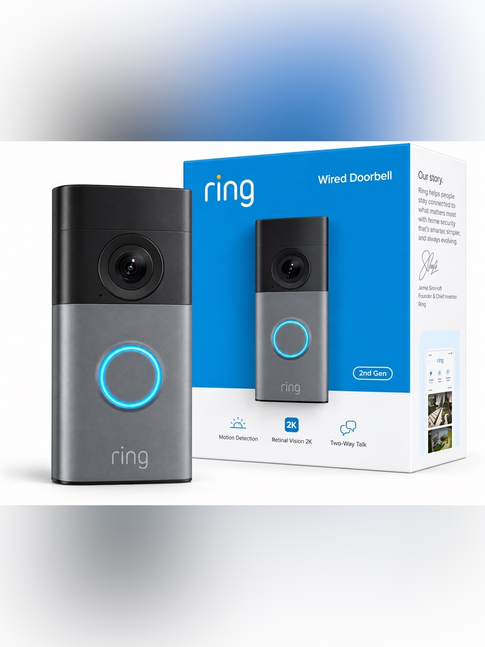Ring Wired Doorbell 2nd Gen 2K Video Doorbell Motion Detection Two-Way Talk NWT